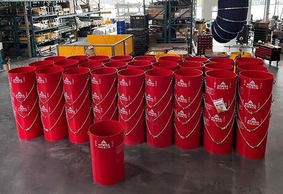 Red Superchutes ready for shipping. Red Superchutes ready for shipping.